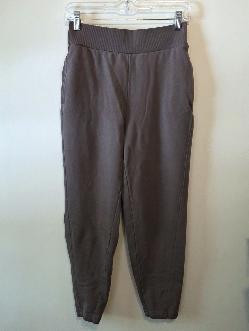 COS 100% Cotton High Waisted Tapered Joggers Loungewear Sweatpants Taupe Sz XS